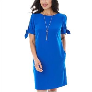 AB Studio cold shoulder shift dress